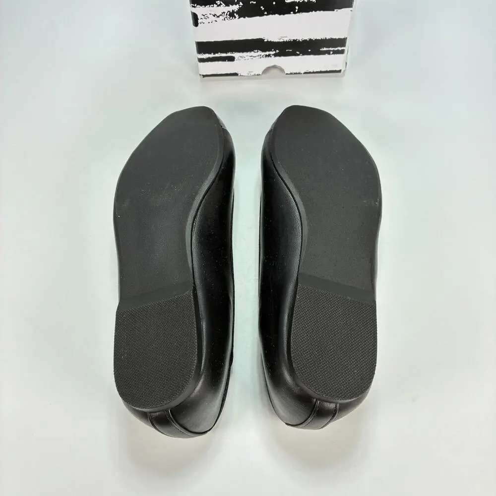 DV Dolce Vita Moxy Black Casual Slip On Bow Ballet Flat Sandals Women's Size 7.5
